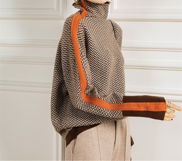 Hayden Elana | Herringbone Luxe Turtleneck