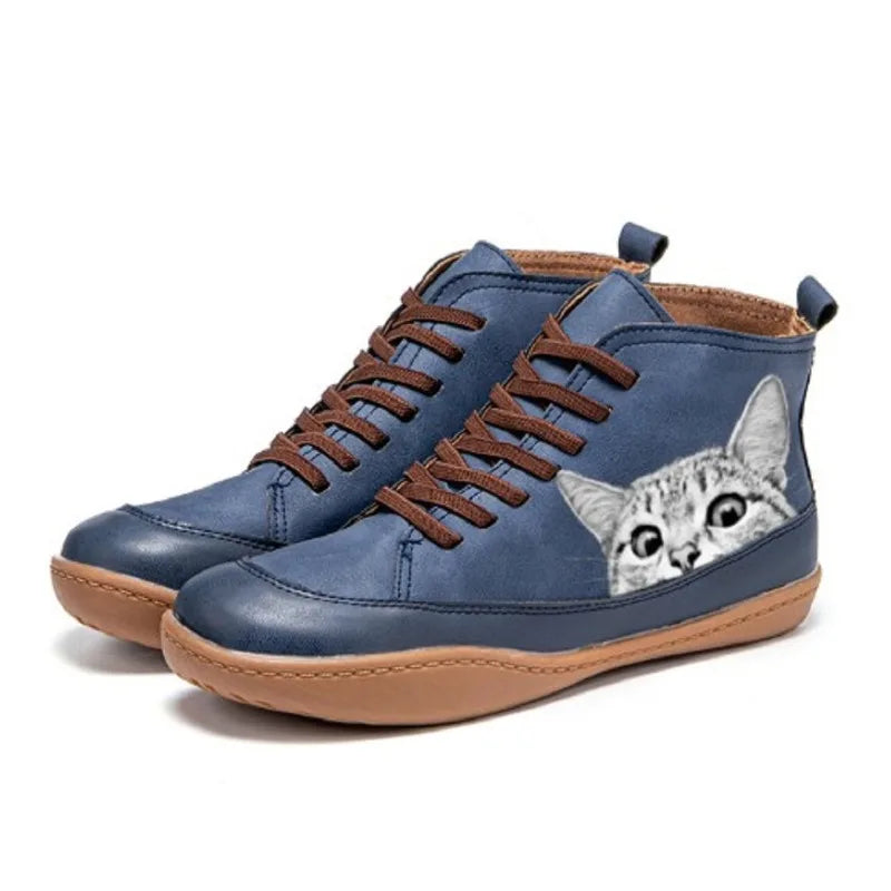 Fenna | Ankle Cat Print Boots