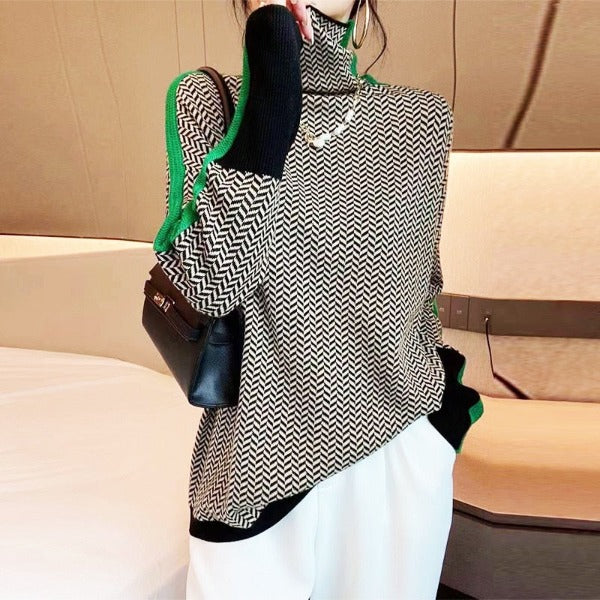Hayden Elana | Herringbone Luxe Turtleneck