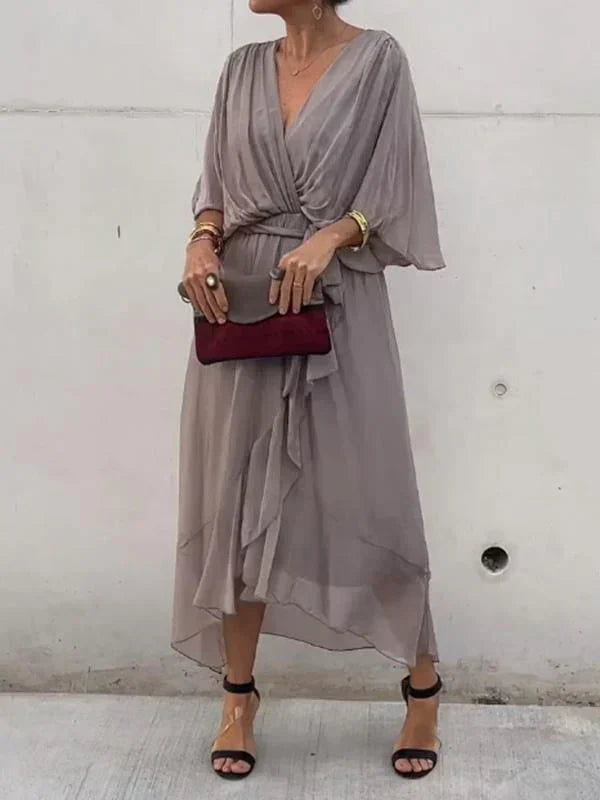 Hayden Monica | Silk Chiffon Dress With V-neck