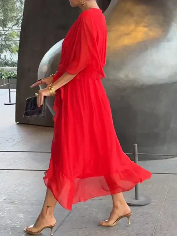 Hayden Monica | Silk Chiffon Dress With V-neck