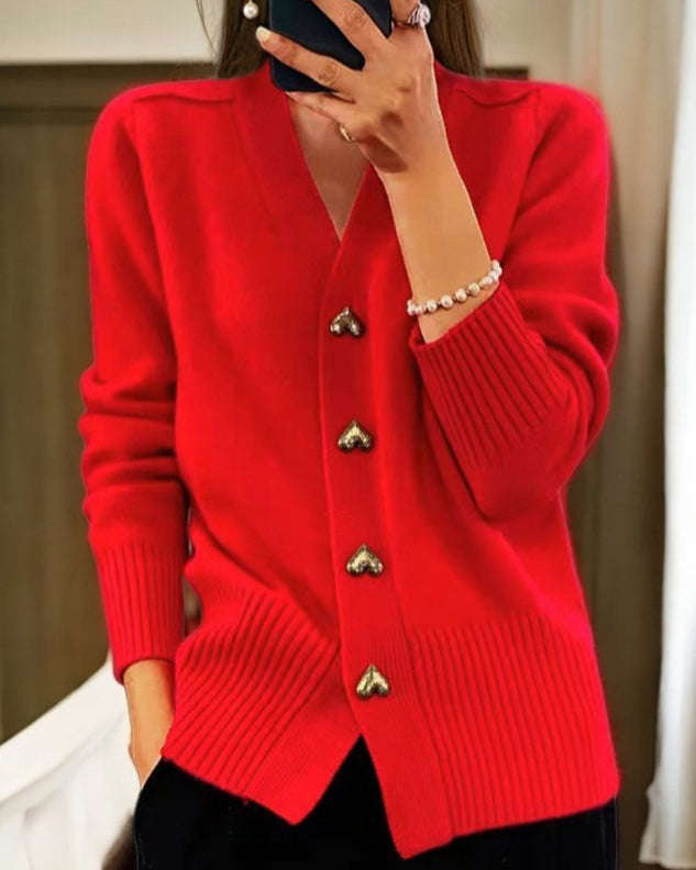 Hayden Chasie | Elegant Heart Button Cardigan